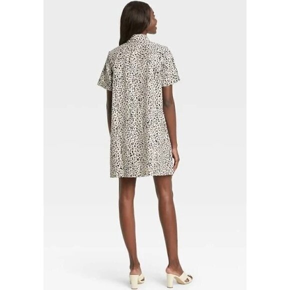 Who What Wear Shirt Dress Sz Small Button Down Cheetah Animal Print Pockets NEW - Picture 2 of 13